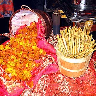 The Glazier Group offered spiced sweet potato chips from wooden buckets.