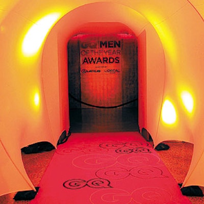 Event production company EventQuest and Gisela Stromeyer Designs created a spandex tunnel that led inside GQ's Men of the Year event.