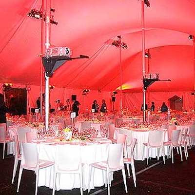 The dinner was held underneath a tent that covered the Arthur Ross Terrace and Garden outside the Cooper-Hewitt National Design Museum.