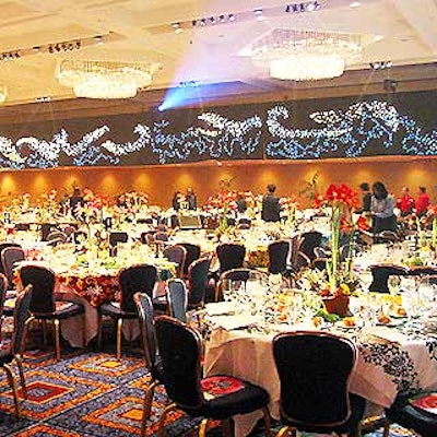 The balcony in the Marriott Marquis' Broadway Ballroom was hung with a sparkly curtain.