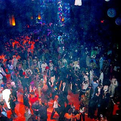 The party drew a large, costumed crowd that was dispersed through the venue's main floor and upstairs lounges.