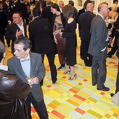 The cocktail hour was in the Dia Center for the Arts' brightly tiled lobby.