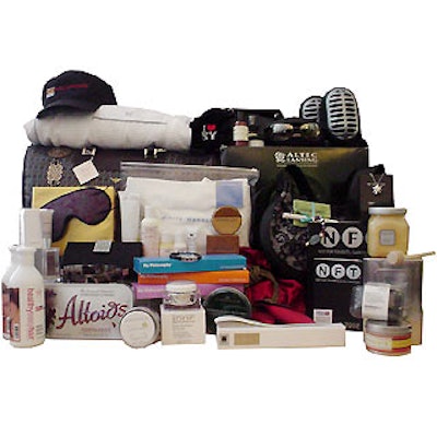 On 3 Productions put together the talent gift bag, which contained Altec Lansing speakers, a W Hotel bathrobe, Ermenegildo Zegna ties, a Cynthia Steffe umbrella, and tons of gift certificates and cosmetic products packed into a Buzz by Jane Fox duffle bag.