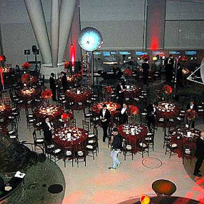 Dinner was served beneath the Hayden Sphere in the Rose Center for Earth and Space.