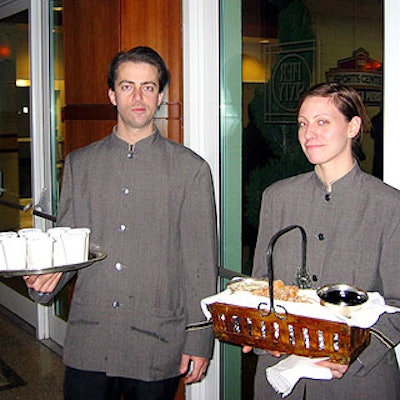 The waitstaff served hot chocolate and cookies as guests headed out to a shuttle and car service booked for the event.