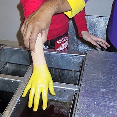 Guests could make wax molds of their hands at special hand-dipping stations.
