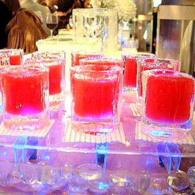 Tealicious Catering served cosmopolitans in shot glasses made of ice to match the night's theme.