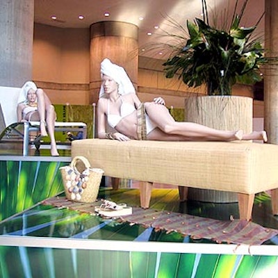Janet Racy created colorful staged vignettes with mannequins displaying vendors' items on the show floor.