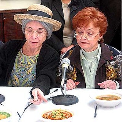 Susan Moses (left) and Carolyn Seiff of the Folksbiene Yiddish Theatre played Jewish mothers and contest judges for NYC & Company's Winter Restaurant Week kickoff event at Blue Smoke.