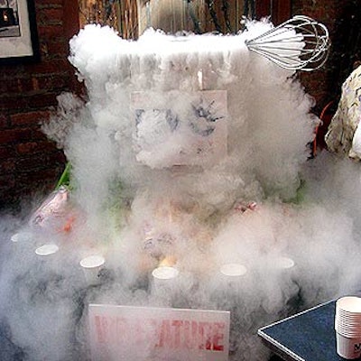 M. Young Communications' Bruce Tanner created a steaming cauldron with dry ice and a giant pot donated by the Marriott Marquis.