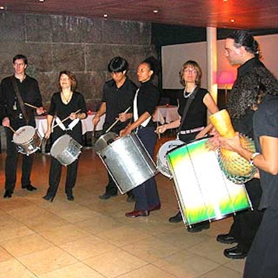 Percussion group Psycho Samba played a lively set of songs for guests.
