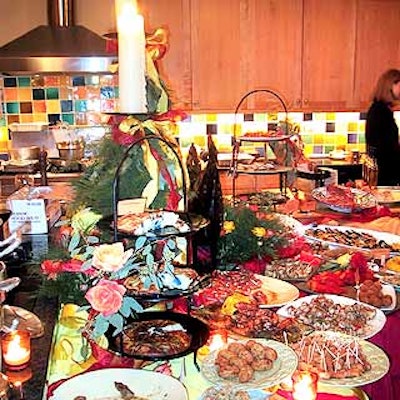 At the Taste of Spain tapas tasting at the Culinary Loft, Thomas Preti Caterers set out an attractive buffet in front of the kitchen.