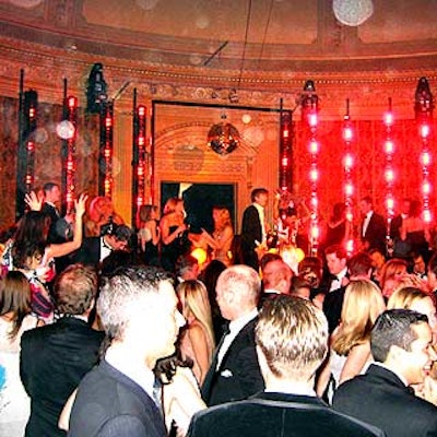 The Music Room was transformed into a glam disco with vertical bars of light that flashed with red and orange lights in sync with the music.