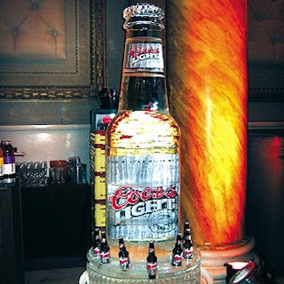 Ice Art created a seven-foot tall, 800-pound ice sculpture in the shape of a Coors Lite bottle.