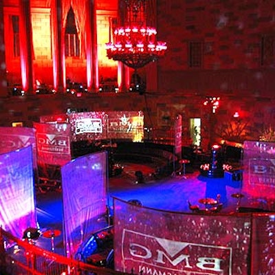 BMG's post-Grammy awards party at Gotham Hall got hot when Bentley Meeker doused the entire space with red lights and XM Style placed enormous projection screens displaying moving BMG logos in the venue's main hall.