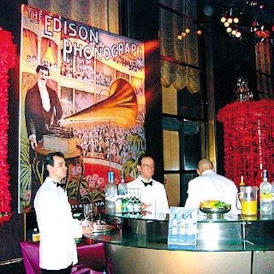 At the Edison Preservation Foundation's 125th birthday celebration of Thomas Edison's phonograph, blowups of old Edison advertisements decorated the Rainbow Room.