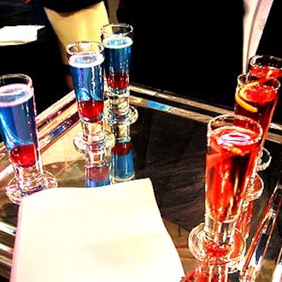 Restaurant Associates served patriotic-looking red cosmopolitans and blue martinis.