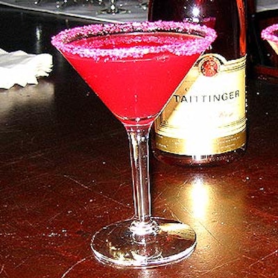 Drink options included cosmos in glasses rimmed with pink sugar crystals.