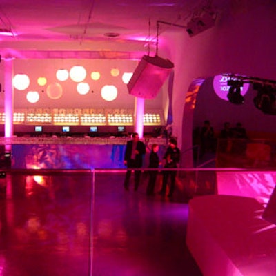 Pink and purple light and projections added to the look at Powder.