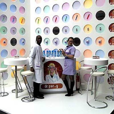 London event firm Dr. Party used its name as inspiration for a colorful booth with fun medical touches, including putting employees in colorful medical uniforms.