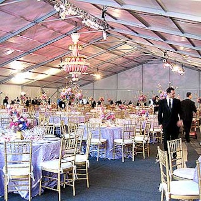 The dinner for 1,200 guests was held inside a tent atop Damrosch Park.