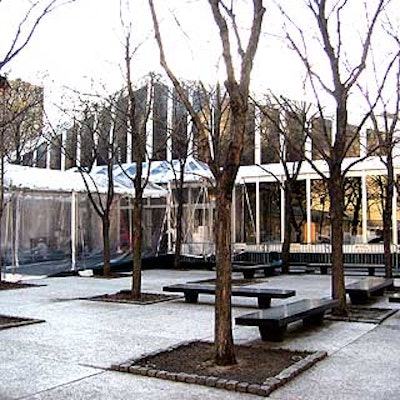 Stamford Tents provided a large tent with tempered glass walls on one side to give guests a view of Damrosch Park.