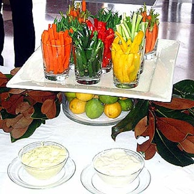 Taste Caterers served an assortment of hors d'oeuvres including colorful crudités.