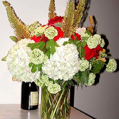 Floral arrangements from decorated the gallery.