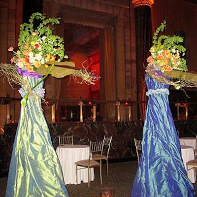 Guests at the Horticultural Society of New York's Flowers & Design: A Floral Symphony benefit at Cipriani 42nd Street were greeted by Elizabeth Ryan's floral sculptures of violinists.