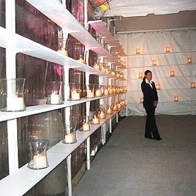 The entrance to Bloomberg L.P.'s after-party following the White House correspondents dinner in Washington was decorated with hundreds of candles.