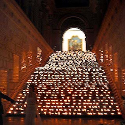 Hundreds of votive candles decorated the giant staircase in the museum's Great Hall, which held a pre-dinner cocktail party and an after-party.