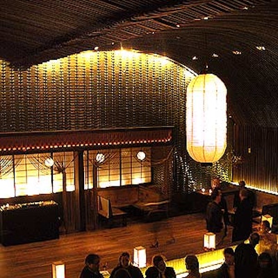 The hotel's still-unnamed Japanese restaurant is decorated with giant Chinese paper lanterns and served as the event's main space.