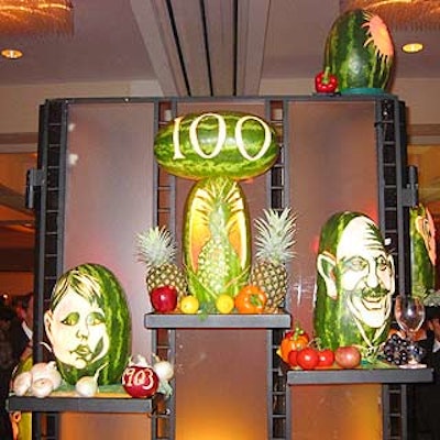 Hugh McMahon carved portraits of James Beard out of watermelons.