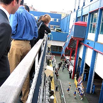 Before Spirit Cruises' Spirit of New York left for a trip around the harbor, the Mother Cabrini High School band played from Pier 61.