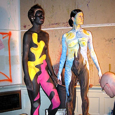 At the Art Students League of New York's pre-construction party at the Art Students League of New York, makeup artists from M.A.C. painted re-creations of famous paintings onto nude models.