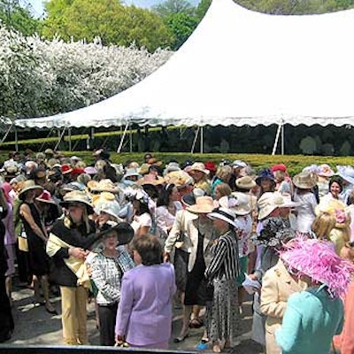 Behatted guests filled the entrance of the Central Park Conservatory Garden for the Central Park Conservancy's Frederick Law Olmsted awards luncheon.