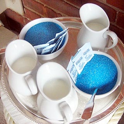 Even the sugar for the coffee was blue.