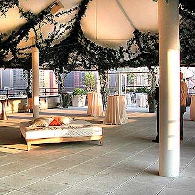 The penthouse of the Hudson Hotel offers a large rooftop deck with views of the Hudson River.
