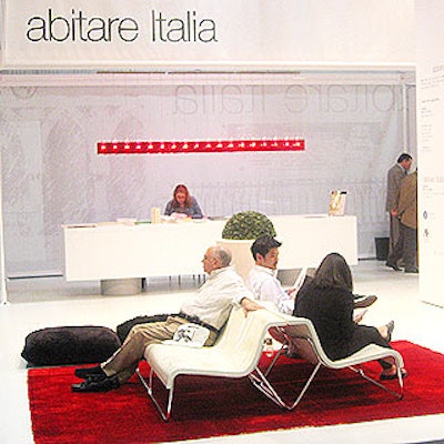 Italian designers were showcased within a sleek white section within the expo. The pavilion's information center had a spare chic look.