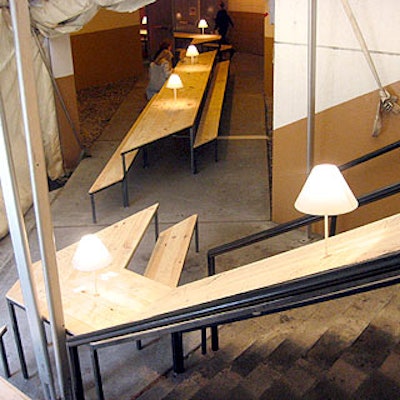 Release 1 built ICFF Connector—a long wooden table that ran the length of the hall and stairs linking the main floor to the North Pavilion of the Javits Center.