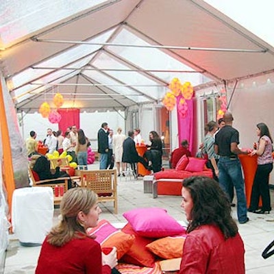 A smoking lounge was created on Splashlight's outdoor patio, which was tented to keep out the rain.