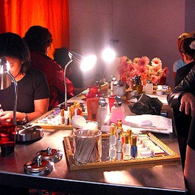 A nail polish station was set up in one corner of the room, where manicurists from Buffspa gave guests quickie manicures with Sally Hanson nail polish.