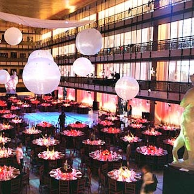 Travis Bass of Ultravision projected images of disco balls on giant weather balloons for the New York City Ballet's disco-themed Dance With the Dancers benefit at the New York State Theater.