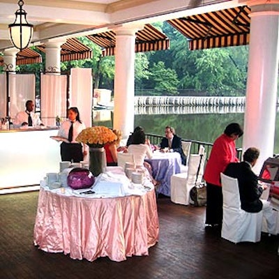 The Central Park lake provided a summery backdrop for part of the event, which opened out onto the terrace.