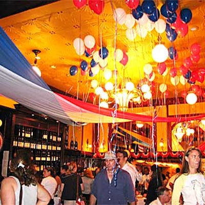 Les Halles Downtown was festooned with red, white and blue balloons, ribbons and bunting.