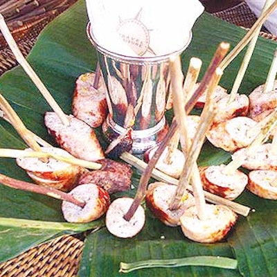 Caterer Olivier Cheng served grilled sausage. (Photo courtesy of Olivier Cheng Catering & Events)