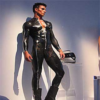 At Swarovski's launch party for its Crystal Obsessions accessories line at Sky Studios, makeup artist Peter Brown painted models in body paint outfits decorated with crystals.