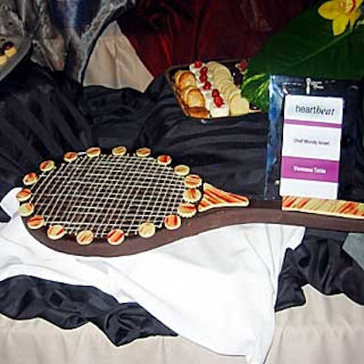 At the International Taste of Tennis tasting event at the W New York, Heartbeat pastry chef Wendy Israel created chocolate tennis rackets that served as platters for cookies and other sweets.