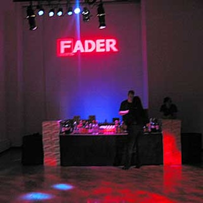 See Factor projected gobos of Fader's logo onto the walls. (Photo courtesy of Fader magazine)