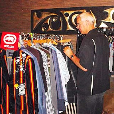 Ecko displayed racks of clothing for invited guests to peruse and try on. The clothes were available for celebrities to wear to the MTV Video Music Awards.